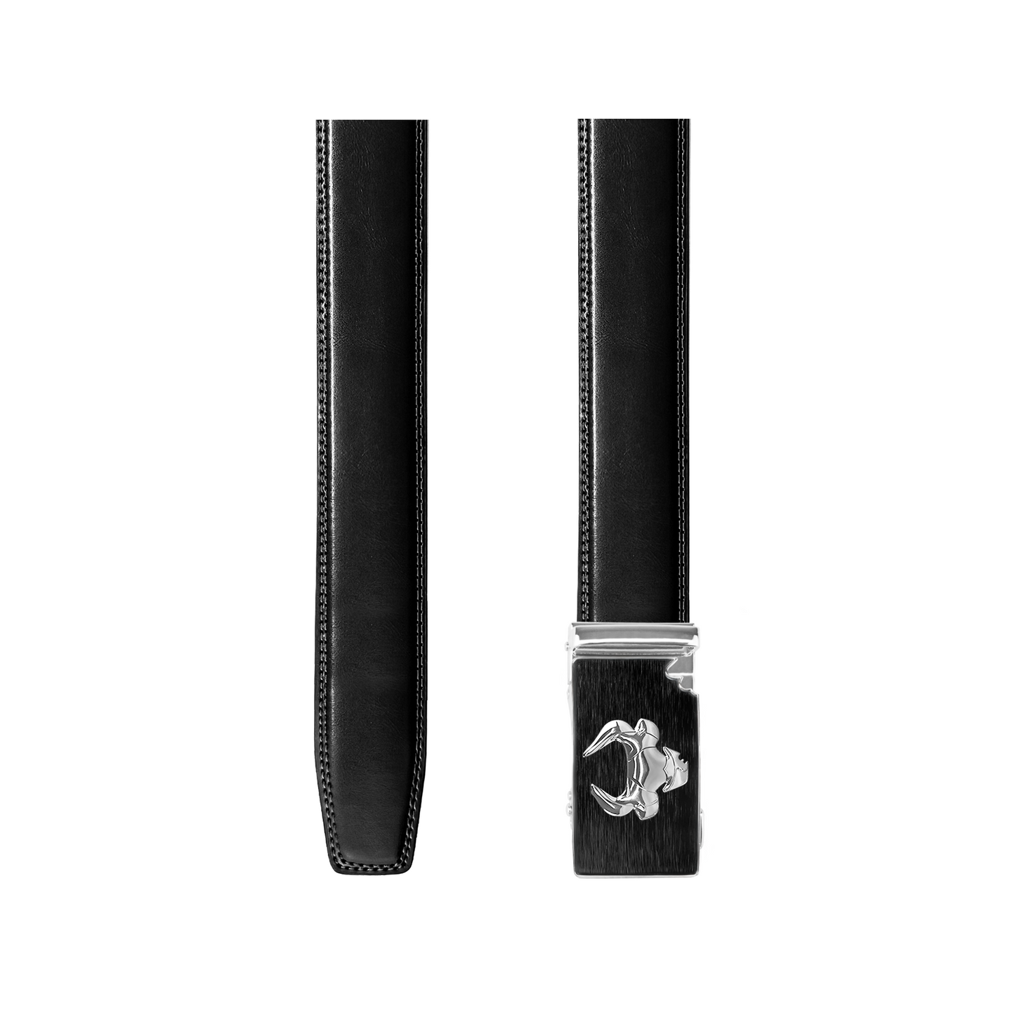 Men's Black Leather Belt with Automatic Buckle
