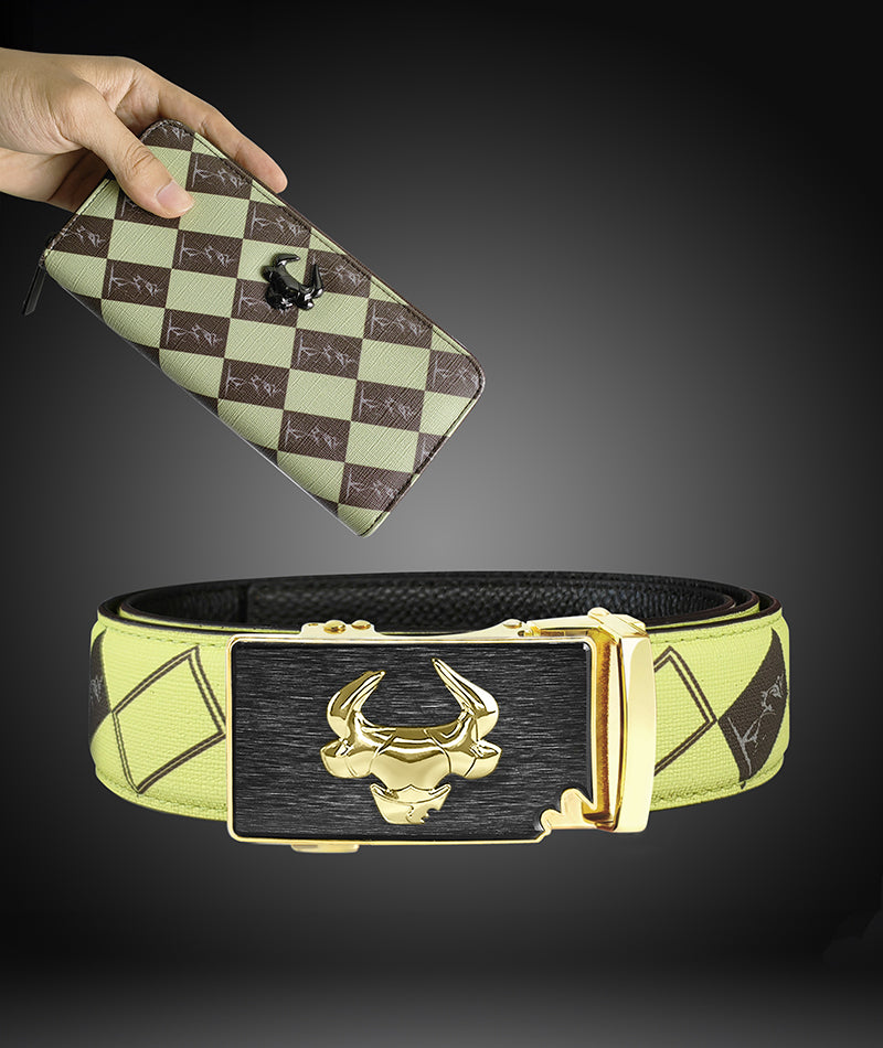 Coipdfty Men's Wallet + Men's Top Cowhide Belt, Combination Set