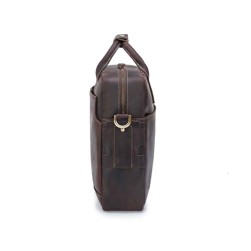 Coipdfty Retro Brown Genuine Leather Laptop Bags Business Crazy Horse Leather Briefcase For Men