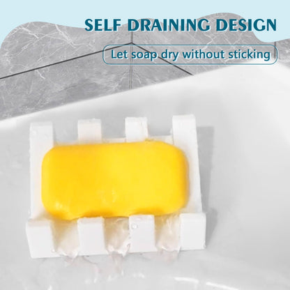 Silicone Soap Dish Shower Bathroom Self-Draining Waterfall Drying Dish