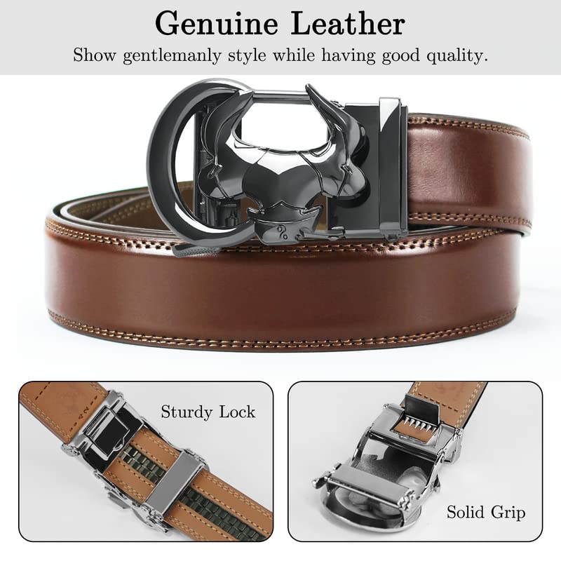 Men's Brown Leather Slide Ratchet Belt.