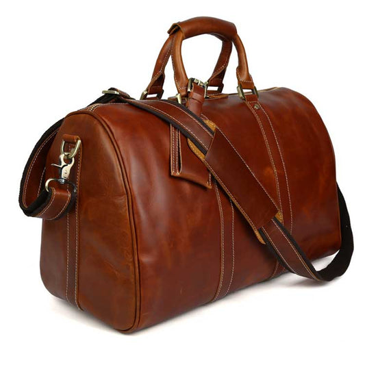 Waterproof Oil Wax Cow Hide Weekend Bags Men Genuine Leather Travel Bag