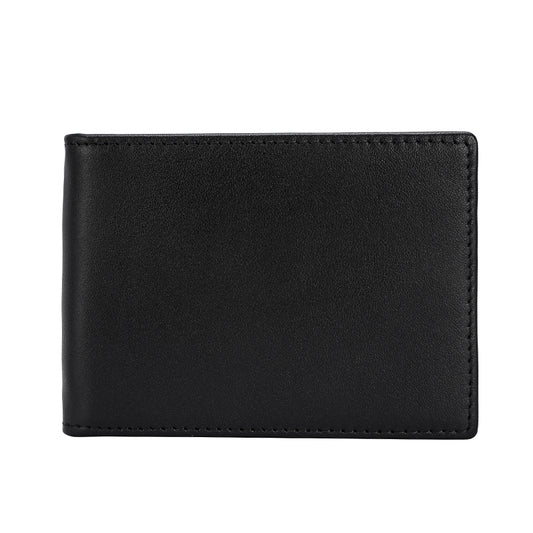 Fashion WaterProof Luxury Bifold Black RFID Blocking Mens Genuine Leather Wallet