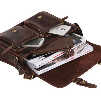 Coipdfty Top Grain Cowhide Laptop Messenger Bag Vintage Leather Briefcase For Men