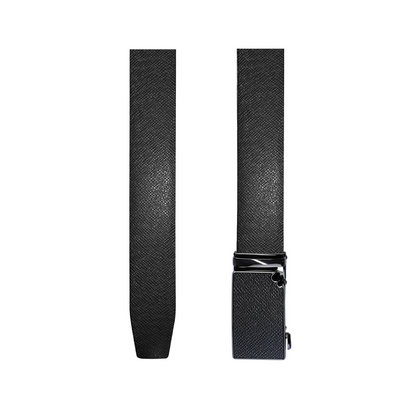 Unleash Elegance Black Leather Belt with Silver Missing Corner Design