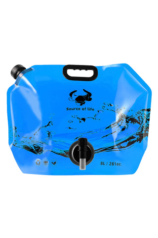Collapsible 8L Water Storage Bag, BPA-Free Portable Folding Water Jug with Adjustable Faucet, Leakproof Emergency Water Bag for Camping, Hiking, Riding, Outdoor Sport