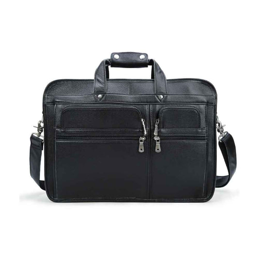 Coipdfty Large Men Black Full Grain Genuine Calf Leather Laptop Briefcase Bag For Men