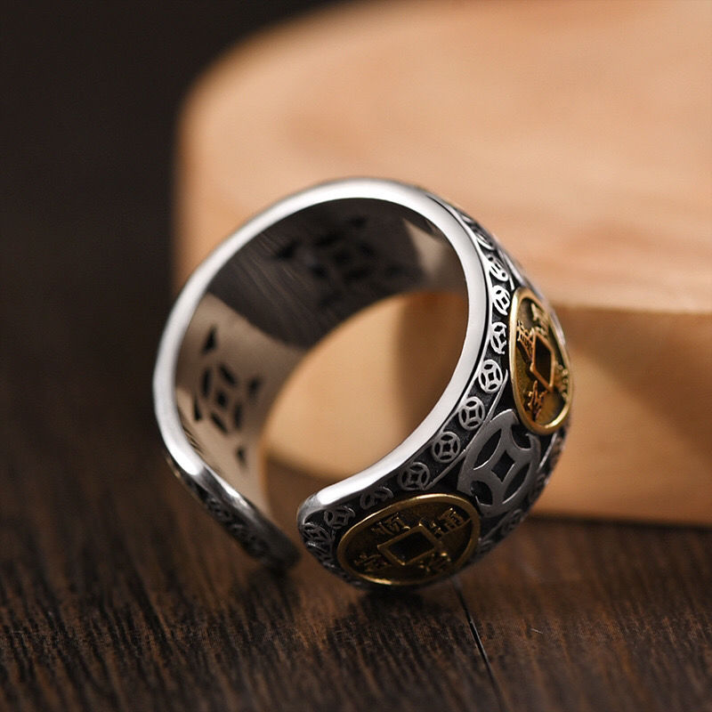 Vintage Five Emperors Coin Ring - Unisex Retro Style Statement Ring