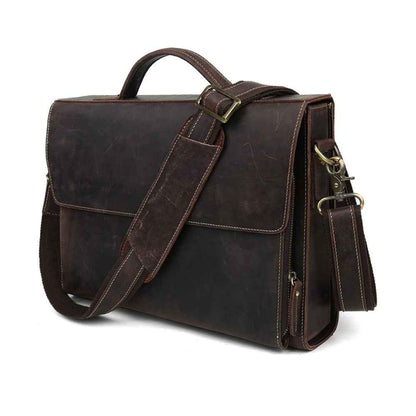 Crazy-Horse Leather Messenger Bag Briefcase 13'' Laptop Tote Shoulder Bag