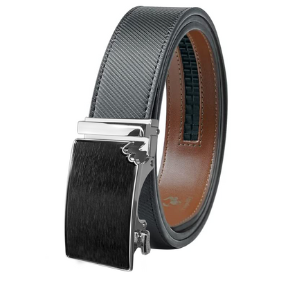Men's Genuine Leather Ratchet Belt with Adjustable Sliding Buckle by MrBullock