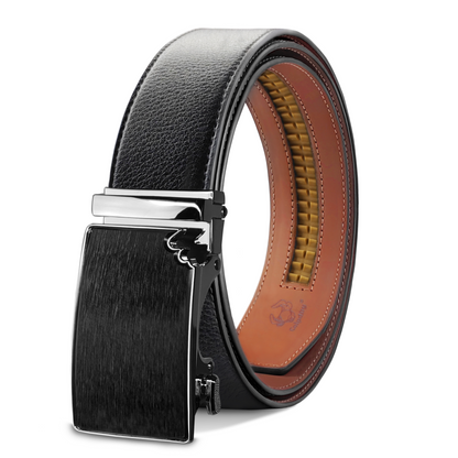 Men's Genuine Leather Ratchet Belt with Adjustable Sliding Buckle by MrBullock