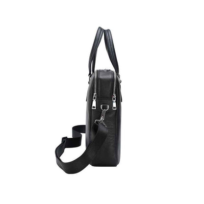Black Soft Genuine Leather Business Bag Slim Handbag Shoulder Bag Genuine Leather Briefcase Laptop Bag for Men