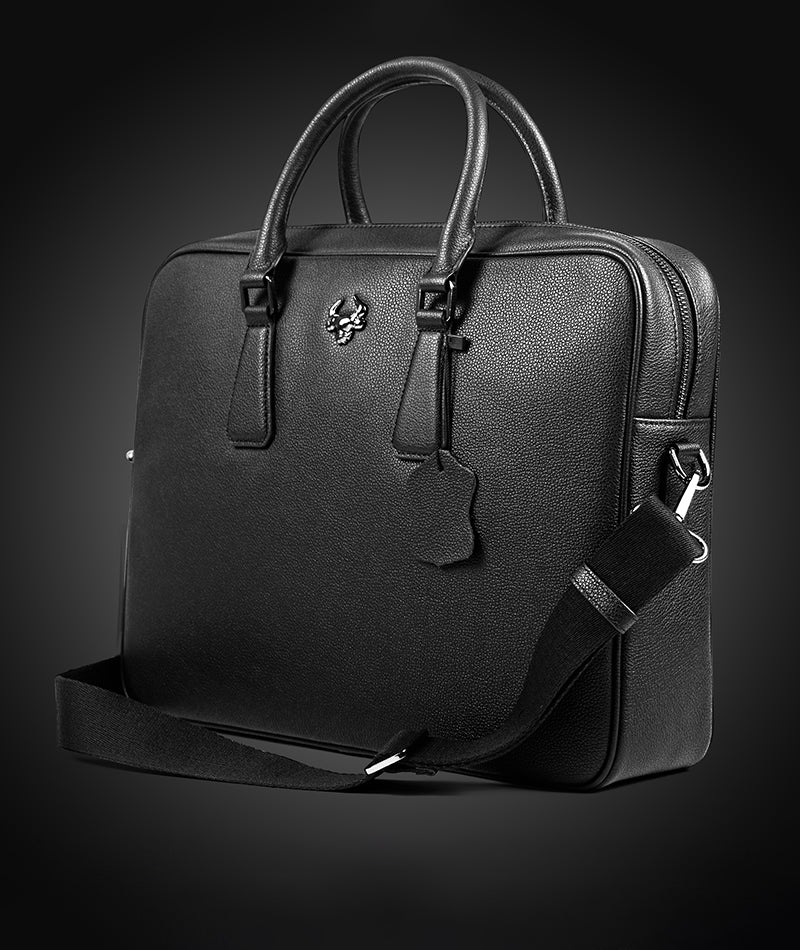 Fingerprint bag:15.35 Inch High Quality Black Men Briefcase Business Bag Multifunction Bag