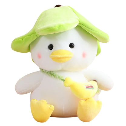 Soft Plush Duck Toy with Banana Hat - Cute Yellow Plush Toy