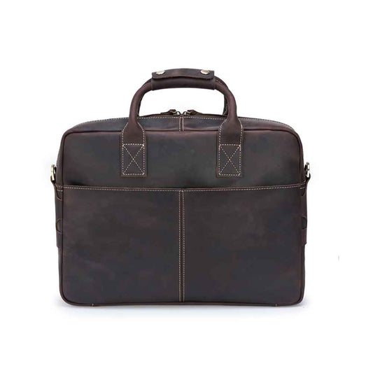Coipdfty Retro Brown Genuine Leather Laptop Bags Business Crazy Horse Leather Briefcase For Men
