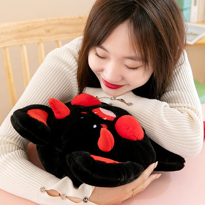 Adorable Black and Red Devil Cat Plush Pillow - Perfect Kitten Plushie Stuffed Animal for Kids