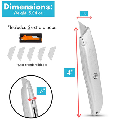 Premium utility knife | Box opener | 2-piece set | Retractable blade | Full metal body | Contains 2 utility knives