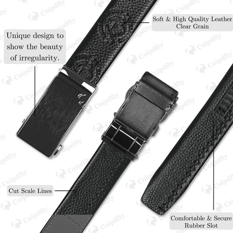 Top Layer Cowhide, Men's Casual Adjustable Slide Belt with Real Leather,
