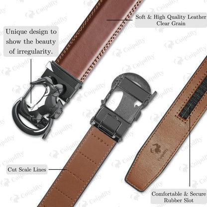 Men's Brown Leather Slide Ratchet Belt.