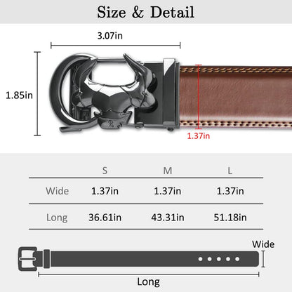 Men's Brown Leather Slide Ratchet Belt.