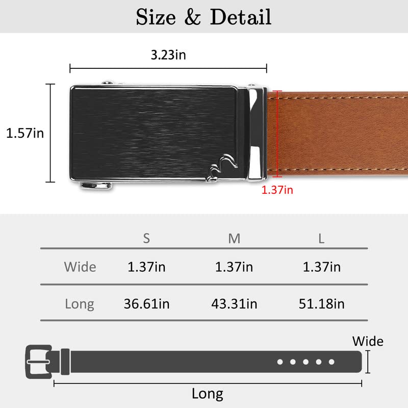 Inclusive Ratchet Belt for Men - 1 3/8" Casual Jeans Leather Belt