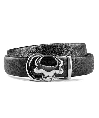 Lychee Pattern Cowhide Belt, Men's Ratchet Belt with Real Leather
