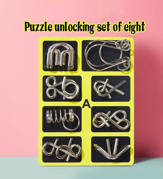 Nine Linked Rings - Entry-Level Puzzle for Unlocking and Assembling Metal Rings