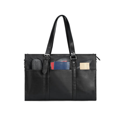 New Fashion Custom Genuine Leather 15.6 Inches Laptop Briefcase Bag Black Napa Leather Briefcase For Man