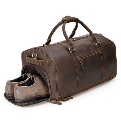 Large Capacity Vintage Style Genuine Leather Travel Bag Real Cow Hide Duffel BagLarge For Man