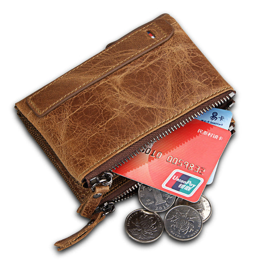 Large Capacity RFID Blocking Soft Real Leather Purse Genuine Leather Bifold Wallet With ZIp Coin Pocket