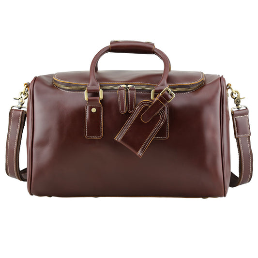 Oil wax leather weekend travel bag unisex leather duffel bag for men