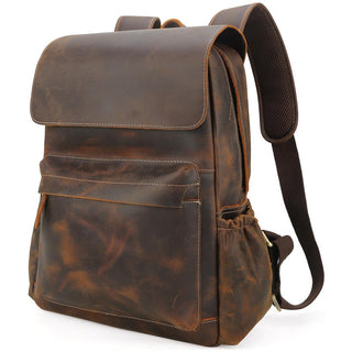 [ On Sale ] COIPDFTY Full Grain Crazy Horse Leather College Bag School Bookbag Backpack Travel Rucksack