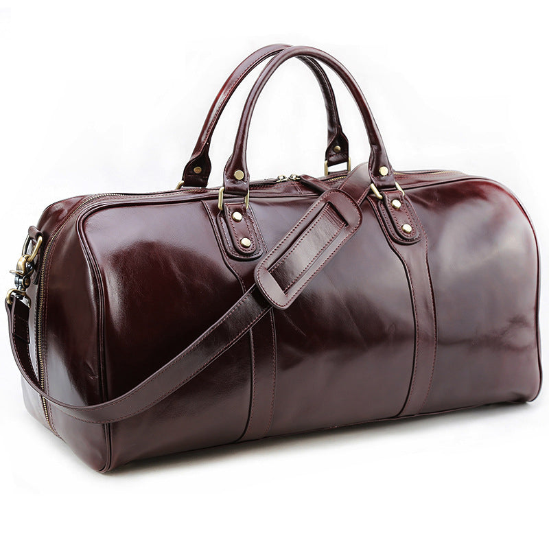 Carry on Large Capacity Luxury Travel Weekend Holdall Bag Genuine Leather Garment Duffel Bag