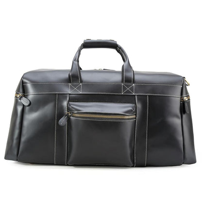 Large Capacity Black Storage Weekend Duffel Bags Genuine Cow Leather Travel Bag