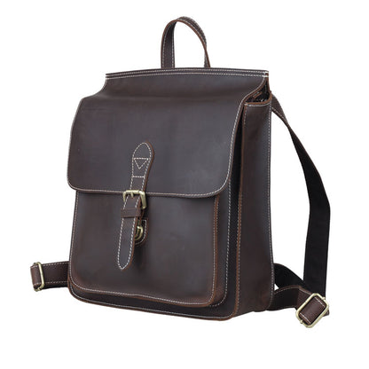 COIPDFTY Vintage Unisex Real Leather Sling Shoulder Messenger Bag Backpack Purse