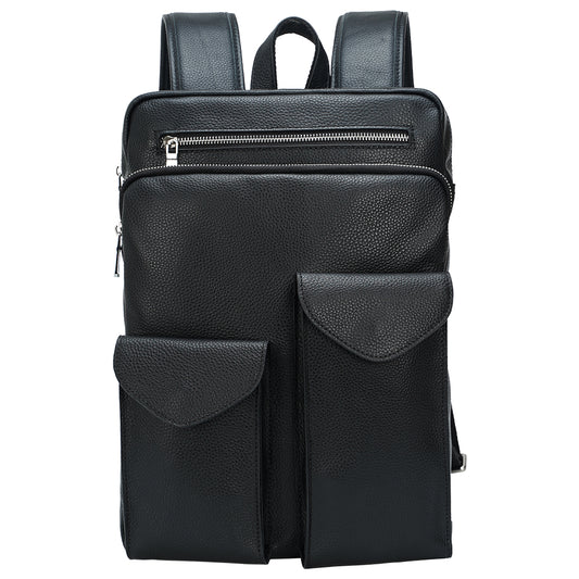 New Arrival  Black Male Genuine Leather Backpack Daily Leather Laptop Bag Backpack For Man