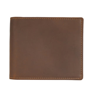 [ On Sale ] Hot Selling OEM Genuine cow leather Short wallet Durable Dark Brown Leather Wallet For Men