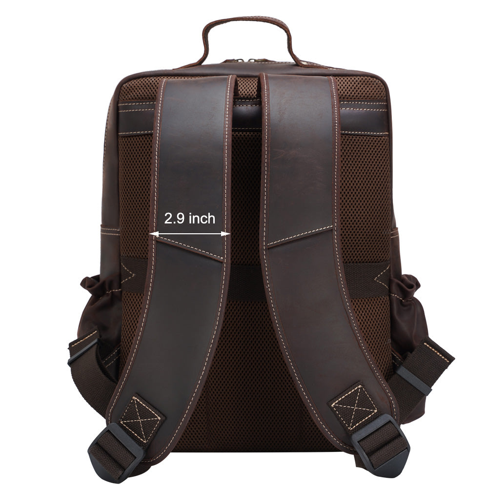 COIPDFTY Men Brown Premium Leisure Geniune Leather Backpacks Italian Crazy Horse Real Leather Backpack Bags