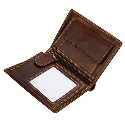 Vintage Man RFID Blocking Large Capacity Heavy Duty Multi Card Full Grain Leather Wallet With Coin Pocket