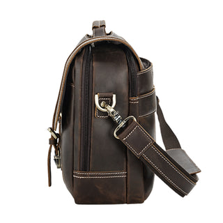 Coipdfty Top End Men Vintage Custom Full Grain Calf Cowhide Real Leather Attache Briefcase Messenger Bag For Lawyer