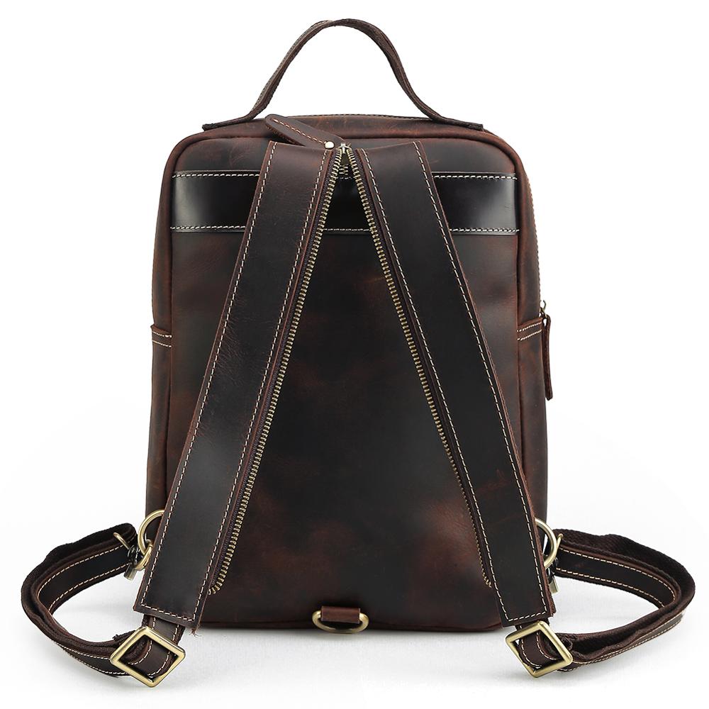 COIPDFTY Small Sling Genuine Leather Chest Backpack Unisex Vintage Leather Back pack