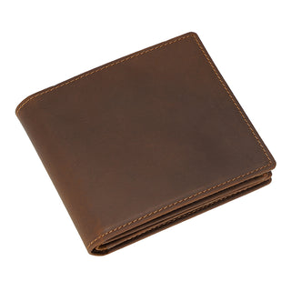 [ On Sale ] Hot Selling OEM Genuine cow leather Short wallet Durable Dark Brown Leather Wallet For Men