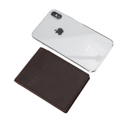 Vintage Men RFID Blocking Slim Full Grain Genuine Leather Short Wallet