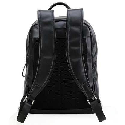 COIPDFTY 14 Inches Laptop Nappa Leather Back pack Light Weight Full Grain Black Real Calf Leather Backpack