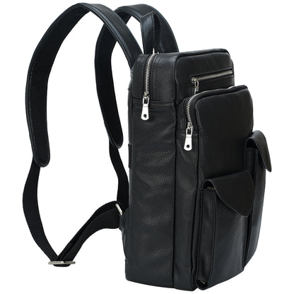 New Arrival  Black Male Genuine Leather Backpack Daily Leather Laptop Bag Backpack For Man