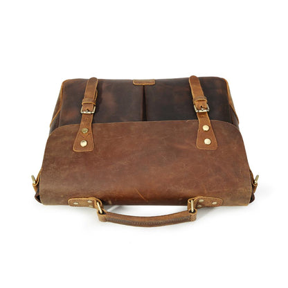Coipdfty Executive Cowhide Laptop Messenger Bag Full Grain Leather Briefcase Man