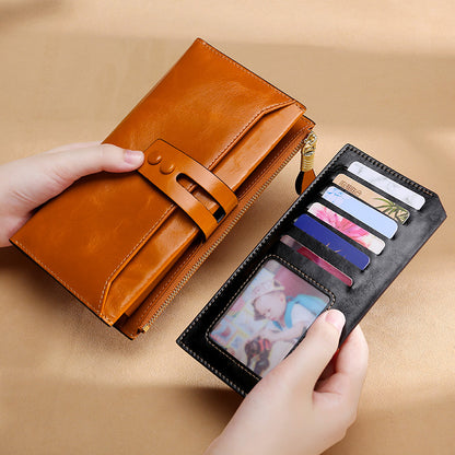 Luxury Women Genuine Leather Lady Purse Multiple Card Organizer Travel Clutch Long Wallet For Lady