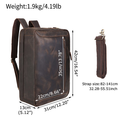 Retro men's leather business backpack briefcase convertible multifunctional crossbody single shoulder laptop bag