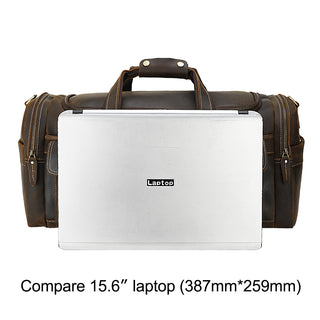 Vintage Brown Buffalo Real Leather Men Overnight Weekend Travel Bags Garment Duffel Bag Genuine Leather