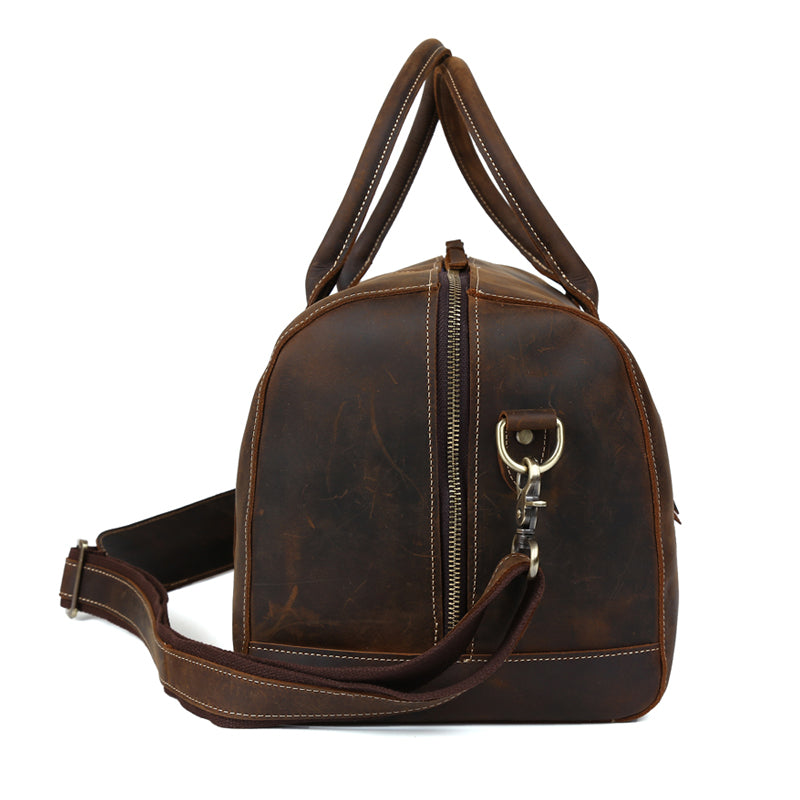 Vintage cowhide cowhide travel bag leather handbag brown leather duffel bag
